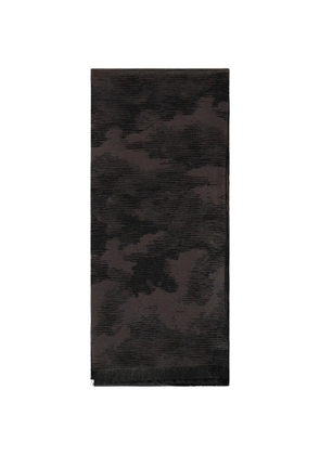 Zegna camouflage-pattern frayed-edge scarf - Brown