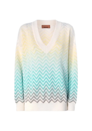 Missoni ombré-chevron V-neck sweater - Blue
