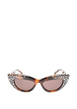 Gucci Eyewear crystal-embellished Double G sunglasses - Brown