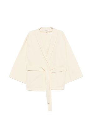 PSOPHIA belted wide-sleeve cotton oversized jacket - Neutrals