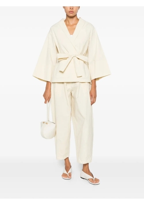 PSOPHIA belted wide-sleeve cotton oversized jacket - Neutrals