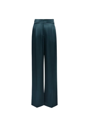 Another Tomorrow pleated satin trousers - Green