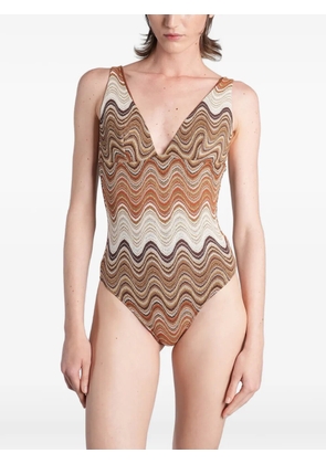MC2 Saint Barth zigzag-knit swimsuit - Brown