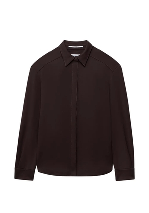 Another Tomorrow stitch-detail curved-hem blouse - Brown