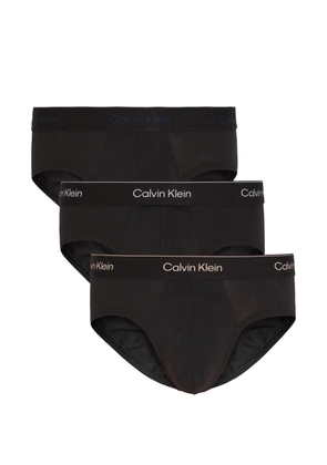 Calvin Klein logo-waistband briefs (set of three) - Black
