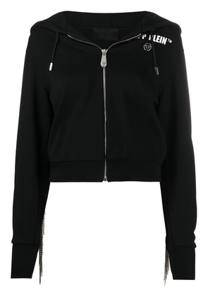 Philipp Plein fringe detail hoodie - Black