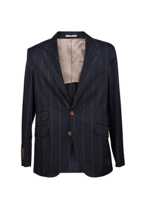 Brunello Cucinelli striped-pattern single-breasted blazer - Black
