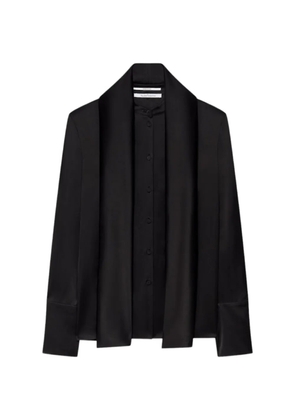 Another Tomorrow band-collar scarf-detail blouse - Black