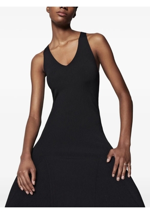 Another Tomorrow Deep V ribbed-knit dress - Black