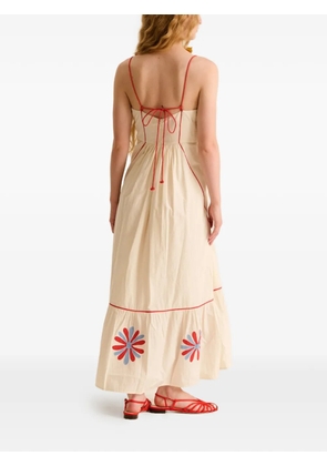 Carolina K floral-applique tiered dress - Neutrals