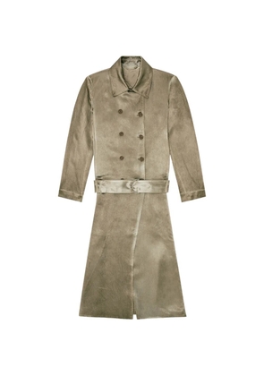 Diesel trench coat in wrinkled satin - Green