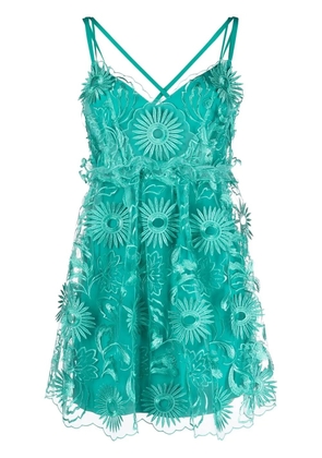 Alberta Ferretti floral-embroidered ruffled mini dress - Green