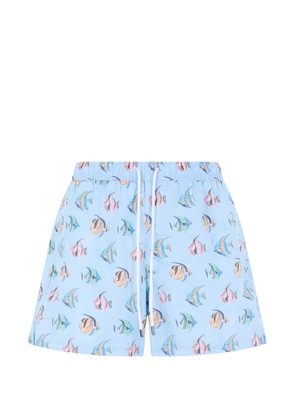 Fedeli fish-print drawstring swim shorts - Blue