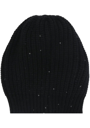 Brunello Cucinelli sequin-embellished ribbed-knit beanie - Black
