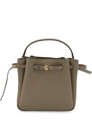 Tory Burch Romy logo-plaque pebbled leather bucket bag - Neutrals