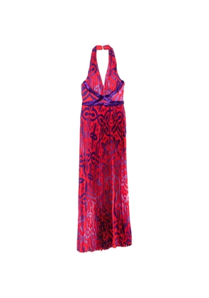Allure abstract-print pleated maxi dress - Red