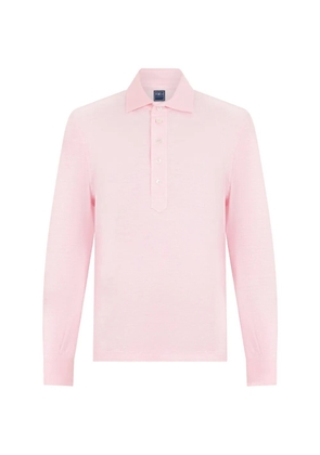 Fedeli long-sleeve button-fastening polo shirt - Pink