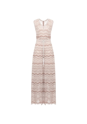 D.Exterior chevron-knit sleeveless jumpsuit - Neutrals