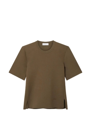 Stella McCartney SMC embroidered side-slit T-shirt - Brown