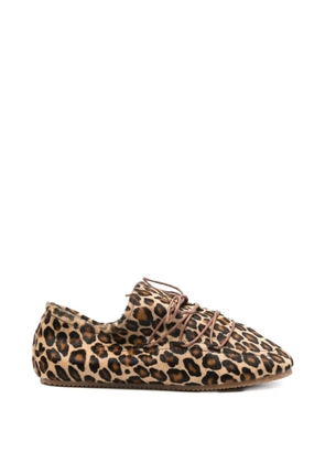 RIEN STUDIO leopard-print lace-up calf-hair sneakers - Neutrals