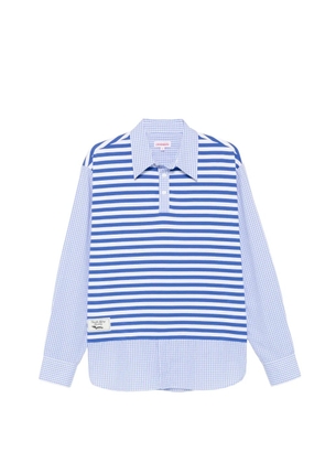 Charles Jeffrey Loverboy Merge striped gingham polo shirt - Blue