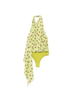 Coperni draped floral-print bodysuit - Green