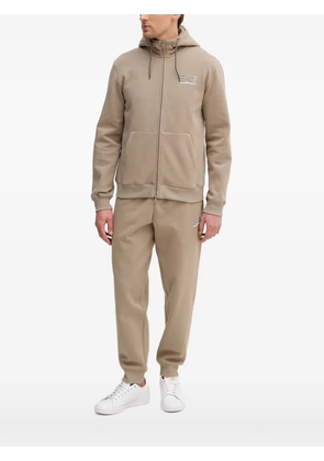 Ea7 Emporio Armani logo-print zip-up hoodie - Neutrals