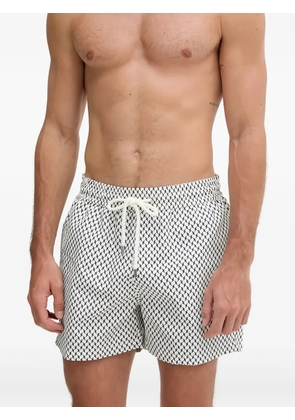 Frescobol Carioca geometric-print swim shorts - White