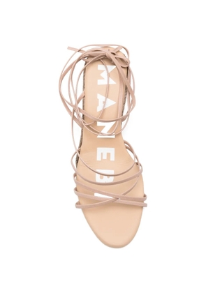 Manebi leather lace-up wedge sandals - Neutrals