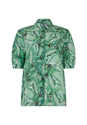 Alberta Ferretti leaf-print silk shirt - Green