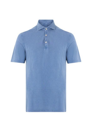Fedeli short-sleeved button-fastening polo shirt - Blue