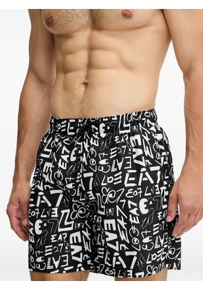 Ea7 Emporio Armani graphic-print swim shorts - Black