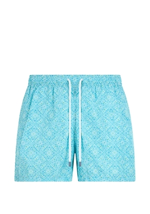 Fedeli geometric-print drawstring-waist swim shorts - Blue
