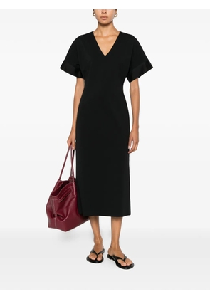 Su V-neck short-sleeve midi dress - Black