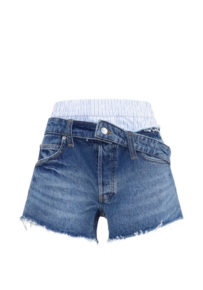 Alexander Wang boxer-waistband denim shorts - Blue