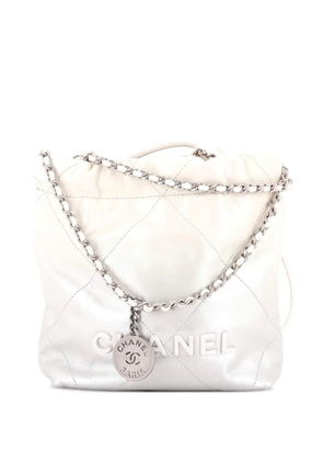 CHANEL Pre-Owned 22 Chain Hobo Quilted Metallic Degrade Calfskin Mini crossbody bag - Silver