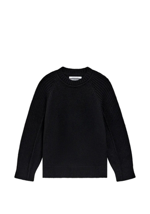 Another Tomorrow ribbed-knit raglan-sleeve sweater - Black