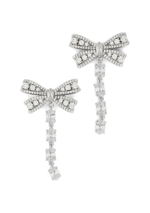 Self-Portrait bow-motif crystal-embellished earrings - Silver