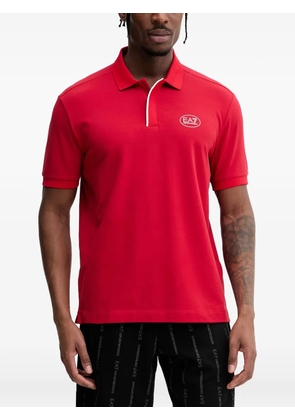 Ea7 Emporio Armani logo-patch polo shirt - Red