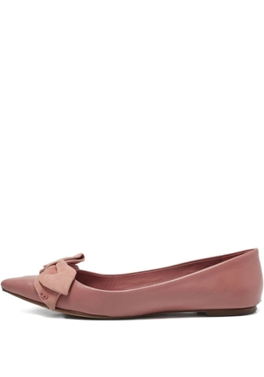 Tory Burch Pre-owned leather bow-embellished ballet flats - Pink