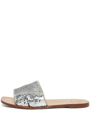 Tory Burch pre-owned sequin-embellished flat sandals - Silver