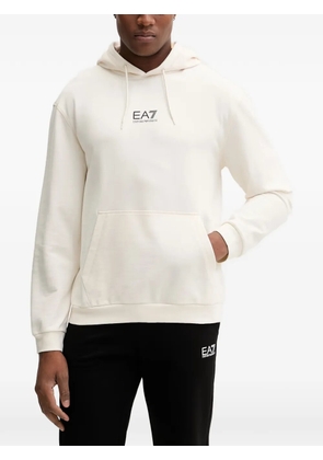 Ea7 Emporio Armani logo-print drawstring hoodie - Neutrals