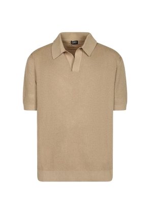 Zegna waffle-knit polo-collar T-shirt - Neutrals