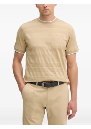 Karl Lagerfeld textured-stripe logo-lettering T-shirt - Neutrals