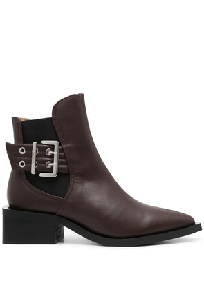 GANNI 45mm buckle-detail leather boots - Brown