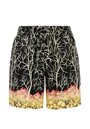 Y's tree-print floral-print shorts - Black