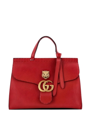 Gucci Pre-Owned GG Marmont Animalier Top Handle Bag Leather Medium satchel - Red