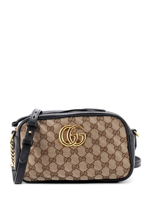Gucci Pre-Owned GG Marmont Shoulder Bag Diagonal Quilted GG Canvas with Leather Small crossbody bag - Black
