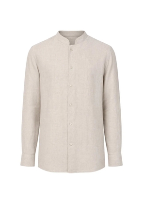 Eleventy linen stand-up collar shirt - Neutrals