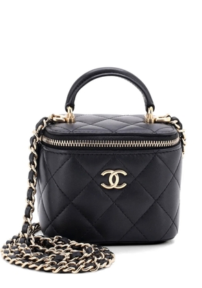 CHANEL Pre-Owned Classic Top Handle Vanity Case with Chain Quilted Lambskin Mini crossbody bag - Black